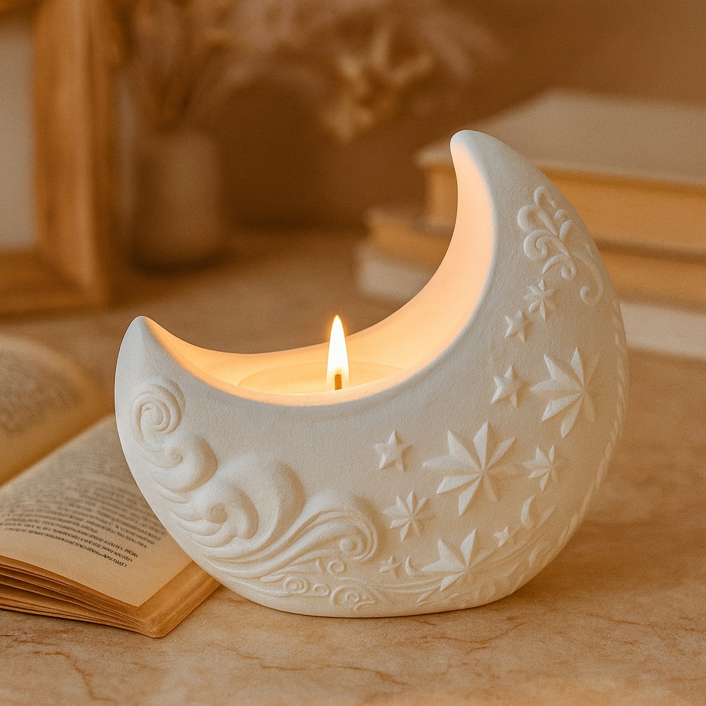 Candle Making Process - 3d Relief Moon Gypsum Resin Mold
